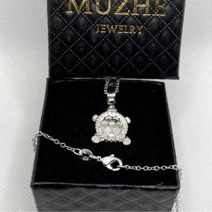 Muzhe Sea Turtle Necklace 925 Sterling Silver Cute Turtle Pendant